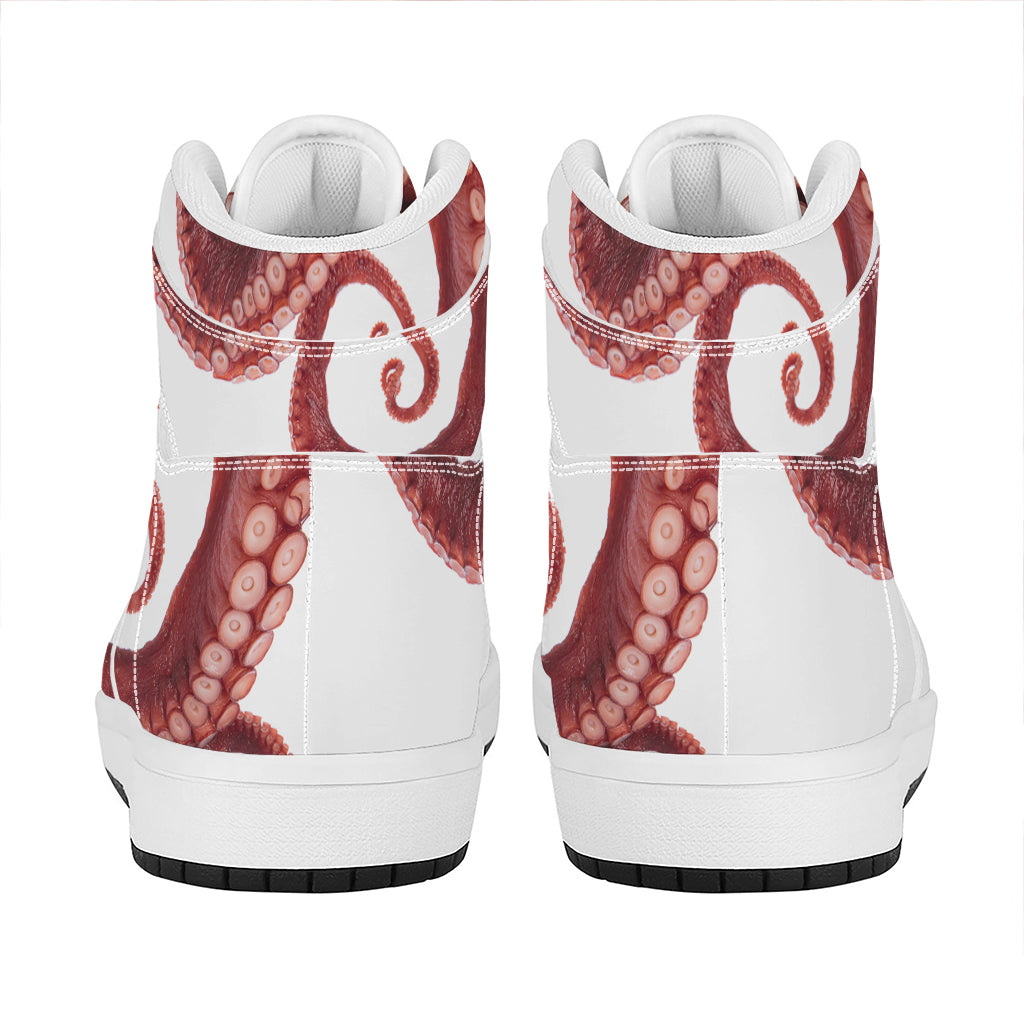 Tentacles Of Octopus Print High Top Leather Sneakers
