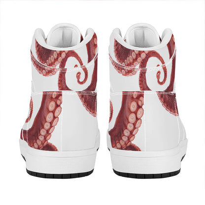Tentacles Of Octopus Print High Top Leather Sneakers