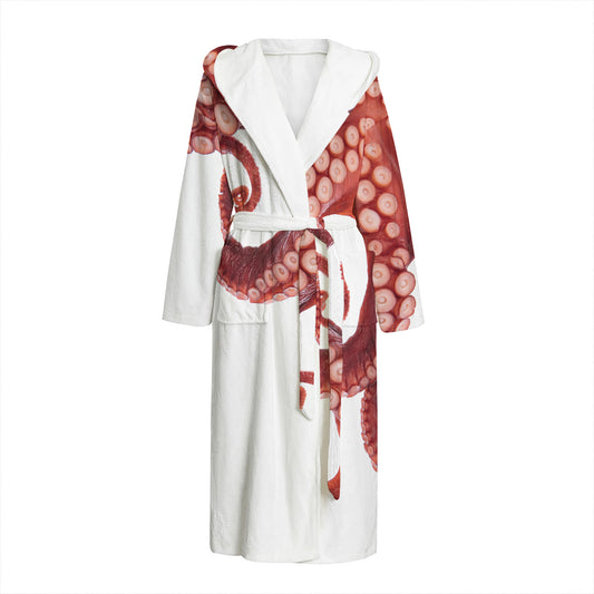 Tentacles Of Octopus Print Hooded Bathrobe