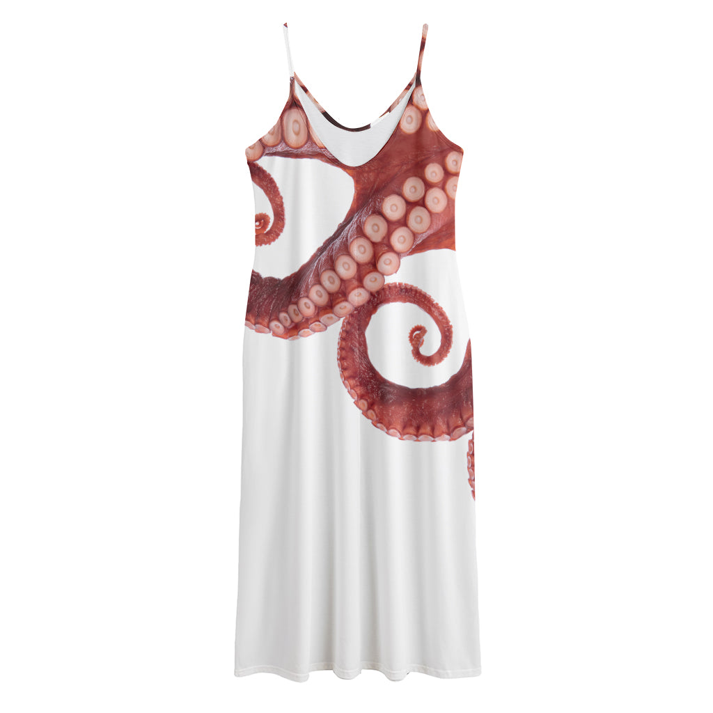 Tentacles Of Octopus Print Jersey Midi Cami Dress