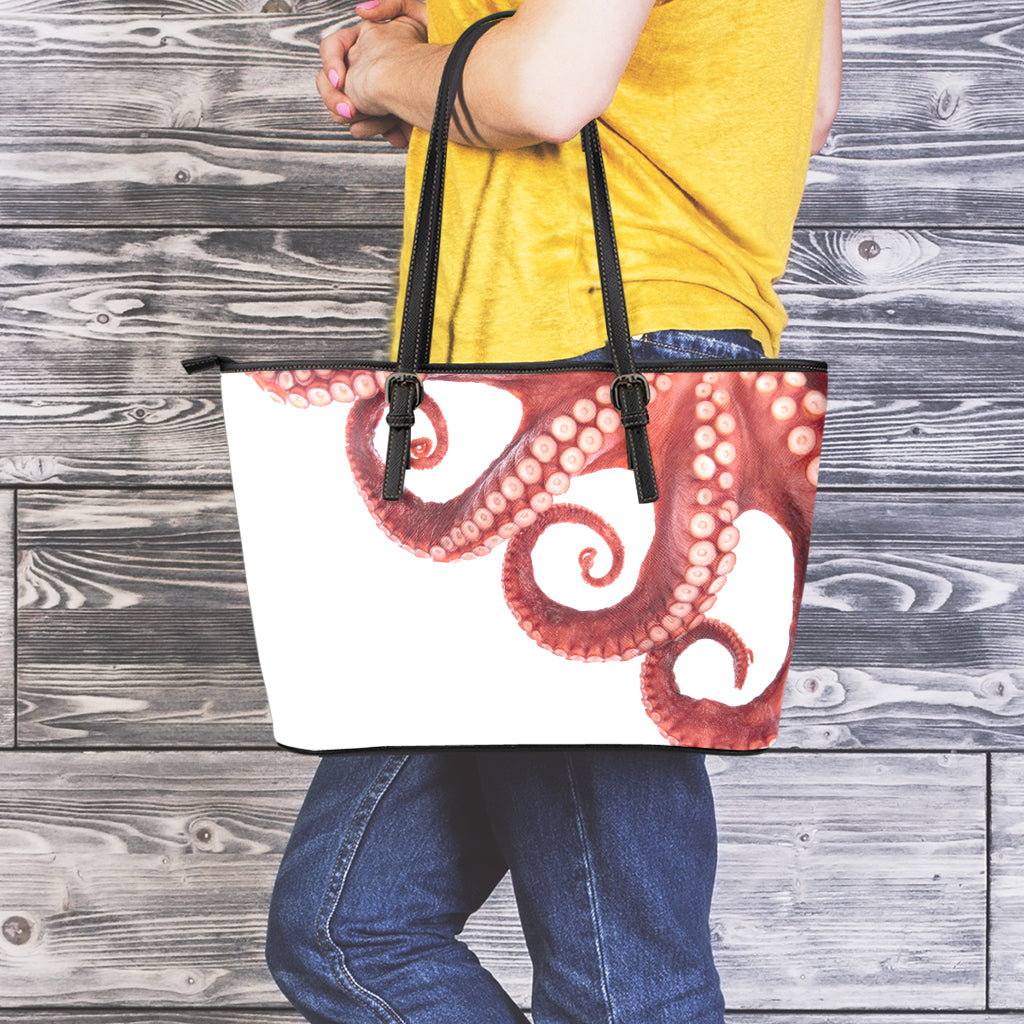 Tentacles Of Octopus Print Leather Tote Bag