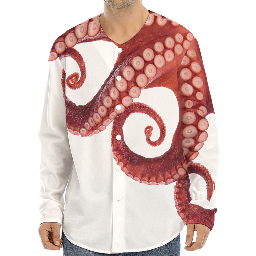 Tentacles Of Octopus Print Long Sleeve Baseball Jersey