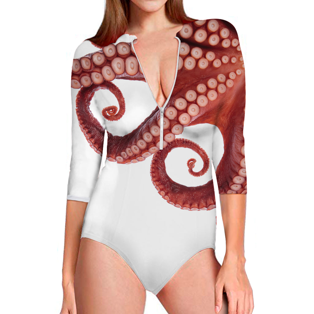 Tentacles Of Octopus Print Long Sleeve Swimsuit