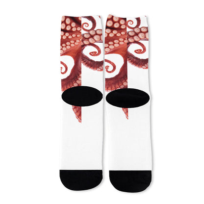 Tentacles Of Octopus Print Long Socks