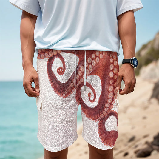 Tentacles Of Octopus Print Men's Cargo Shorts