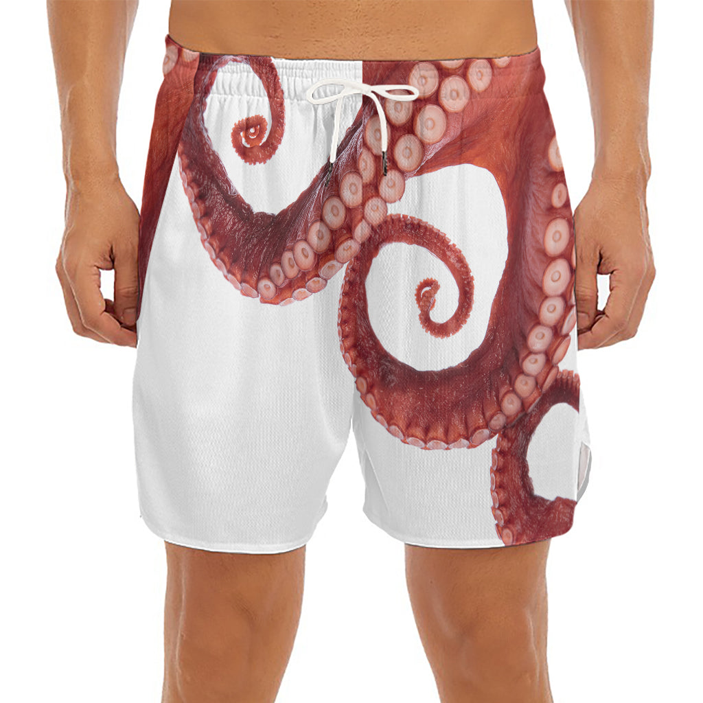 Tentacles Of Octopus Print Men's Split Running Shorts