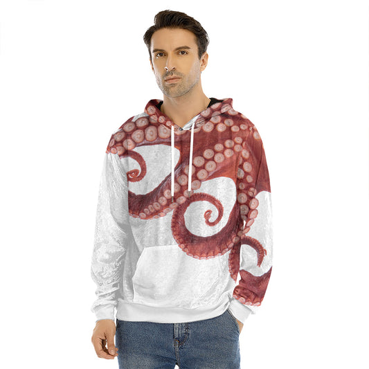 Tentacles Of Octopus Print Men's Velvet Pullover Hoodie