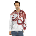 Tentacles Of Octopus Print Men's Velvet Pullover Hoodie