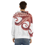 Tentacles Of Octopus Print Men's Velvet Pullover Hoodie