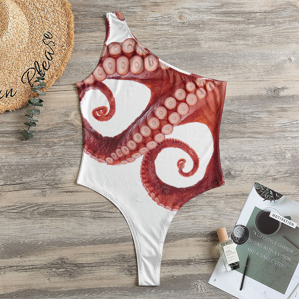 Tentacles Of Octopus Print One Shoulder Bodysuit