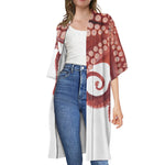 Tentacles Of Octopus Print Open Front Beach Cover Up