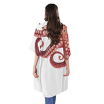 Tentacles Of Octopus Print Open Front Beach Cover Up