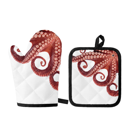 Tentacles Of Octopus Print Oven Mitt And Pot Holder Set