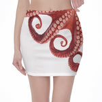 Tentacles Of Octopus Print Pencil Mini Skirt