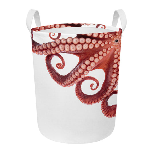 Tentacles Of Octopus Print Round Laundry Basket