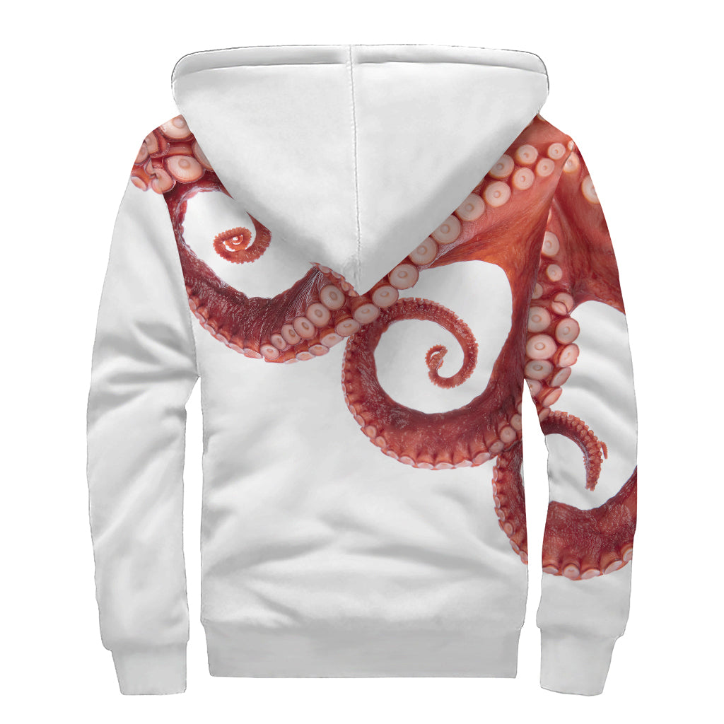 Tentacles Of Octopus Print Sherpa Lined Zip Up Hoodie