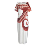 Tentacles Of Octopus Print Short Sleeve Long Nightdress