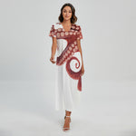 Tentacles Of Octopus Print Short Sleeve Maxi Dress