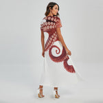 Tentacles Of Octopus Print Short Sleeve Maxi Dress