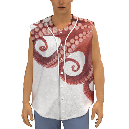 Tentacles Of Octopus Print Sleeveless Baseball Jersey