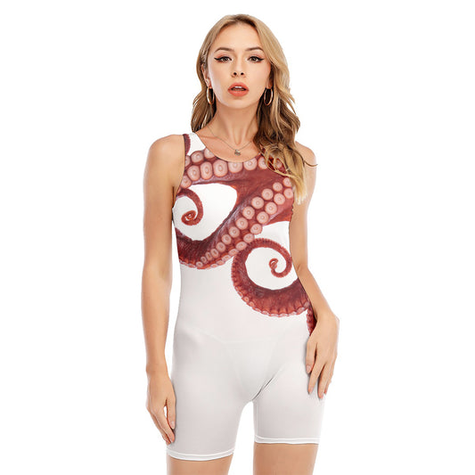 Tentacles Of Octopus Print Sleeveless One Piece Swimsuit