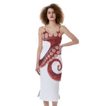 Tentacles Of Octopus Print Slim Fit Midi Cami Dress