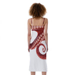 Tentacles Of Octopus Print Slim Fit Midi Cami Dress