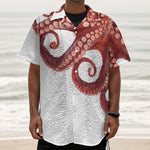 Tentacles Of Octopus Print Textured Short Sleeve Shirt