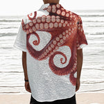 Tentacles Of Octopus Print Textured Short Sleeve Shirt