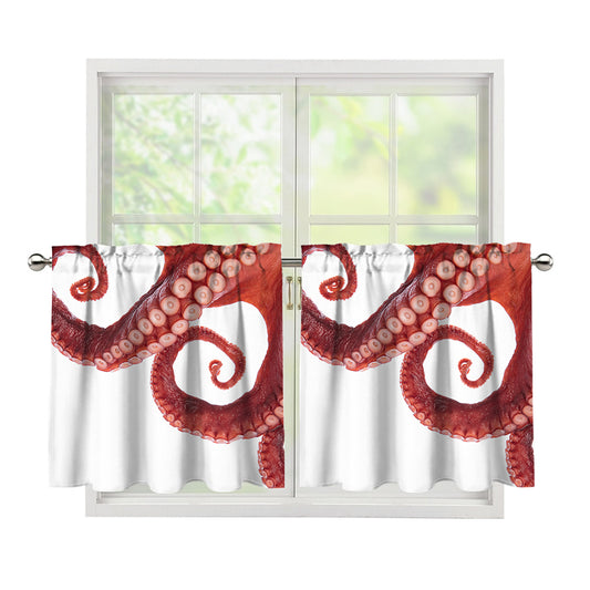 Tentacles Of Octopus Print Tier Curtains