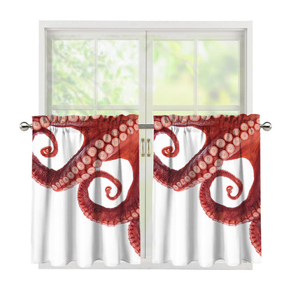 Tentacles Of Octopus Print Tier Curtains