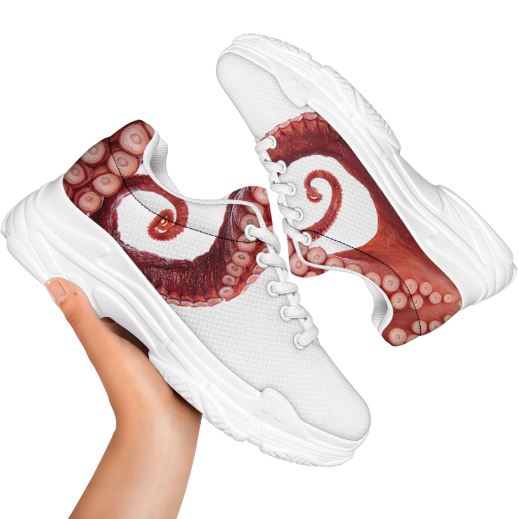 Tentacles Of Octopus Print White Chunky Shoes