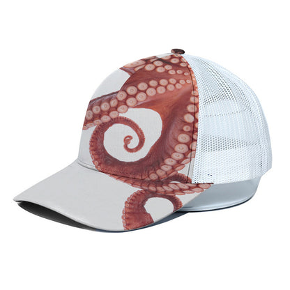 Tentacles Of Octopus Print White Mesh Trucker Cap
