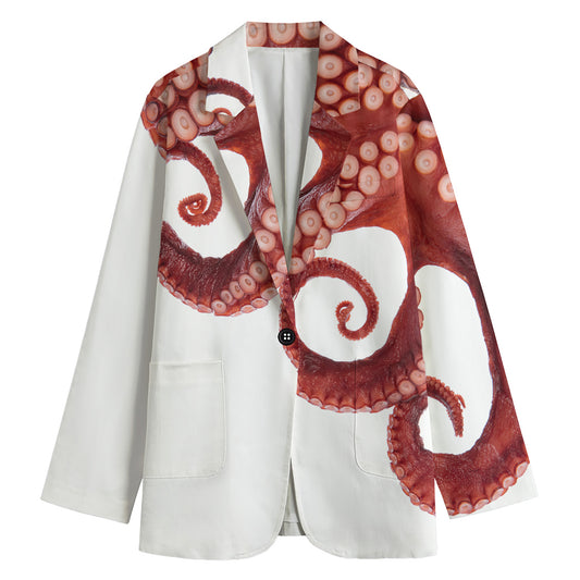 Tentacles Of Octopus Print Women's Cotton Blazer