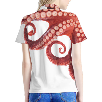 Tentacles Of Octopus Print Women's Polo Shirt