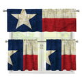 Texas Flag Print 3 Piece Kitchen Curtains