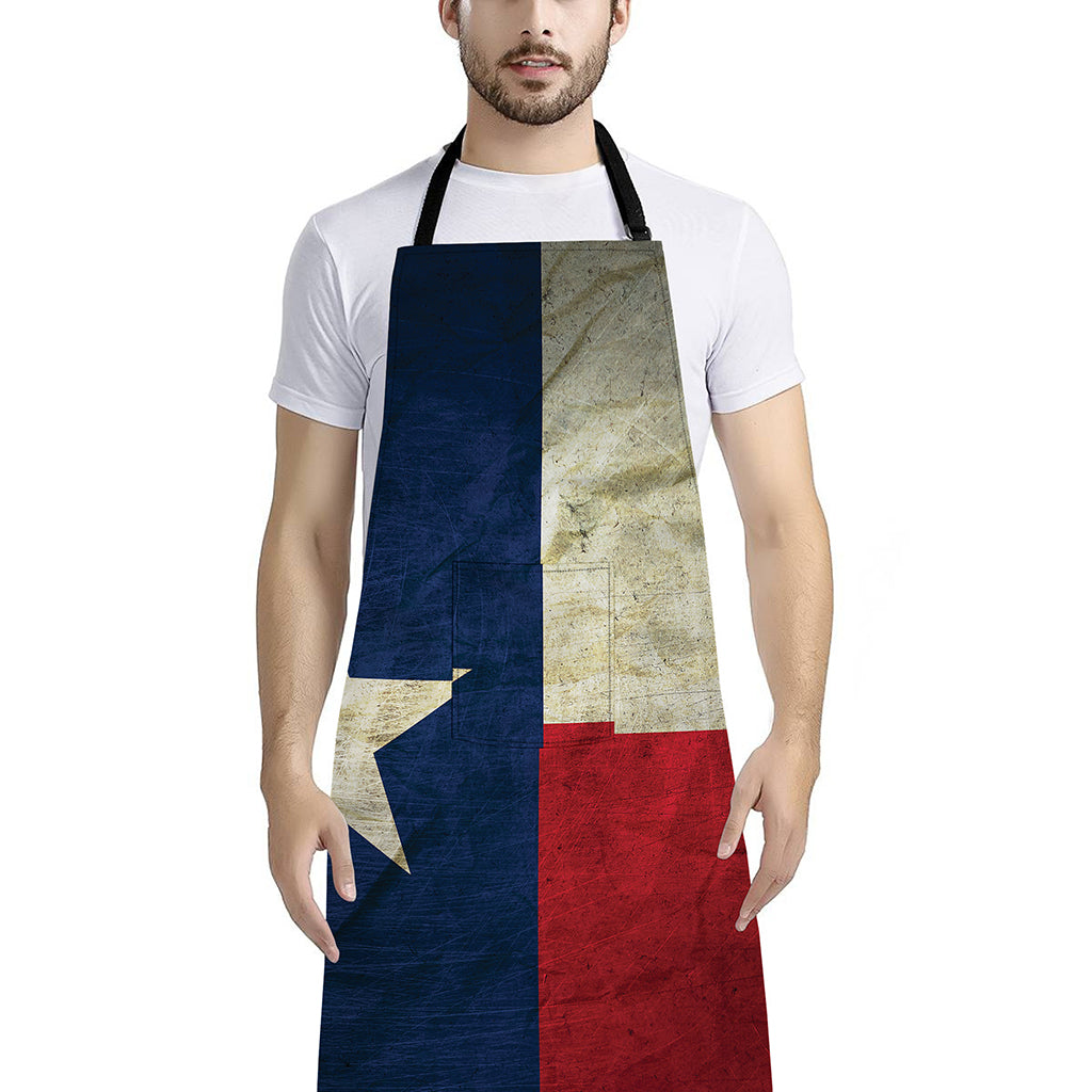 Texas Flag Print Bib Apron With Pocket