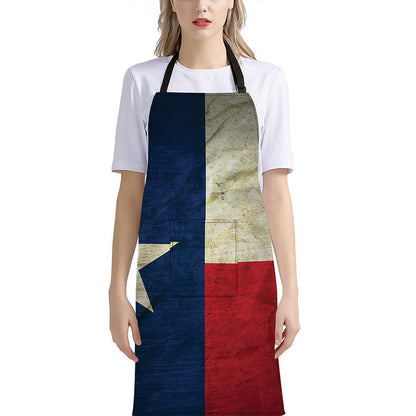Texas Flag Print Bib Apron With Pocket