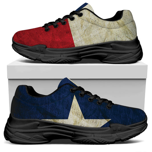 Texas Flag Print Black Chunky Shoes