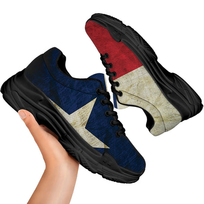 Texas Flag Print Black Chunky Shoes