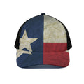 Texas Flag Print Black Mesh Trucker Hat