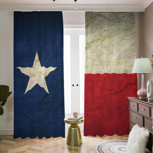 Texas Flag Print Blackout Pencil Pleat Curtains