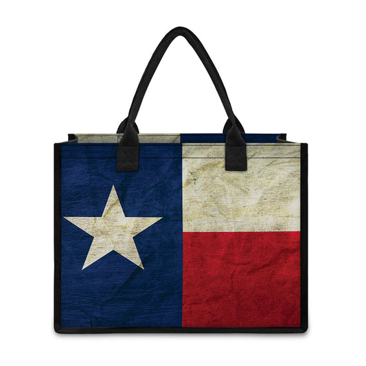 Texas Flag Print Canvas Tote Bag