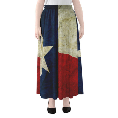 Texas Flag Print Chiffon Maxi Skirt
