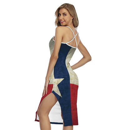 Texas Flag Print Cross Back Cami Dress
