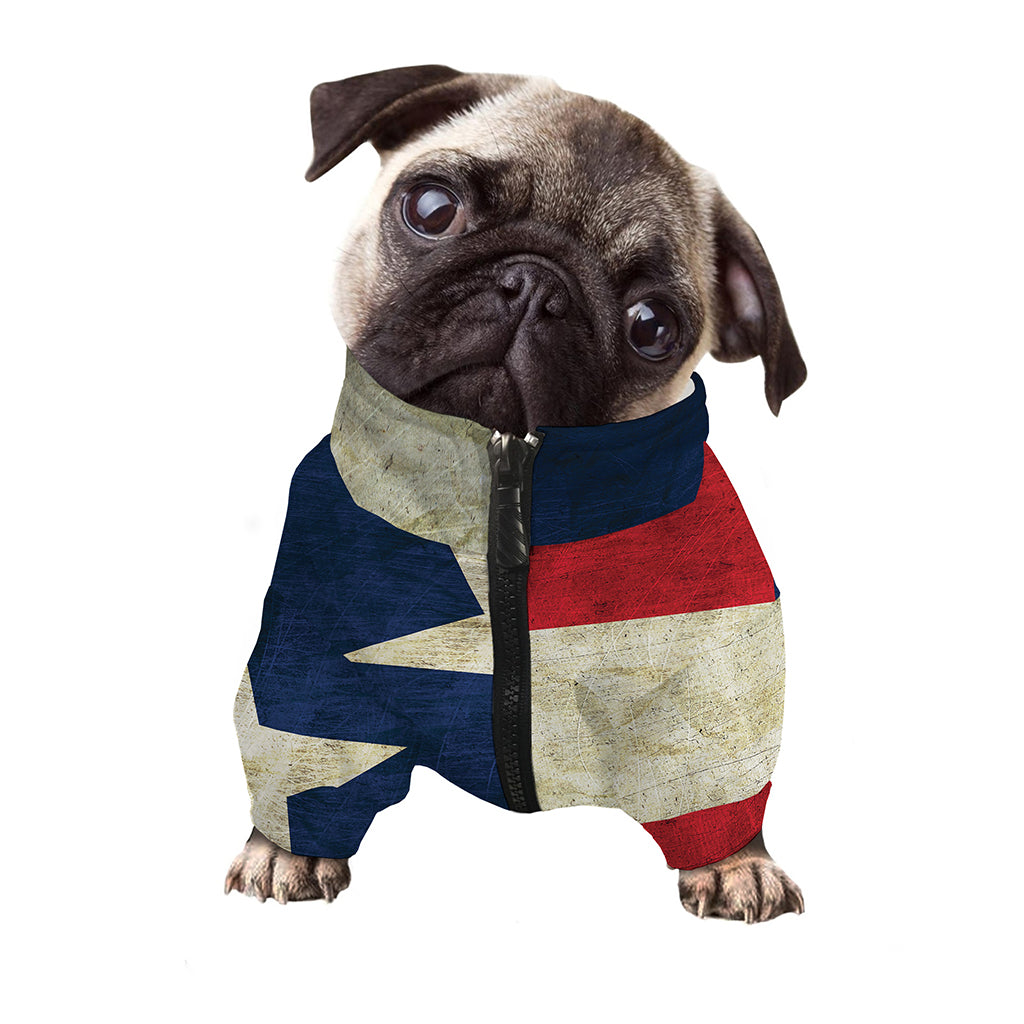 Texas Flag Print Dog Zip Up Jacket