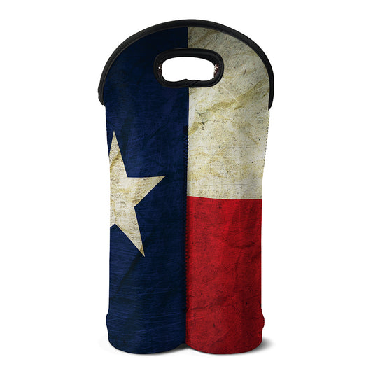 Texas Flag Print Double Neoprene Wine Tote