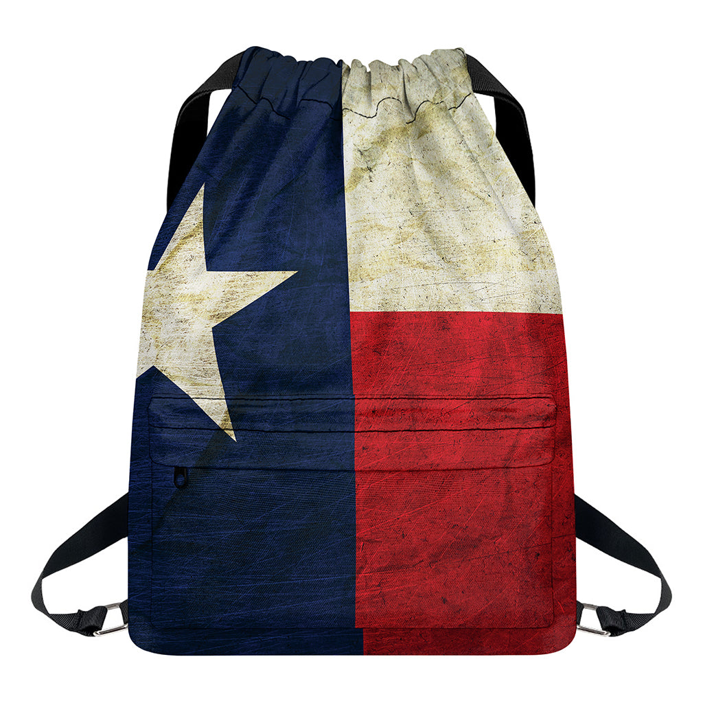 Texas Flag Print Drawstring Backpack