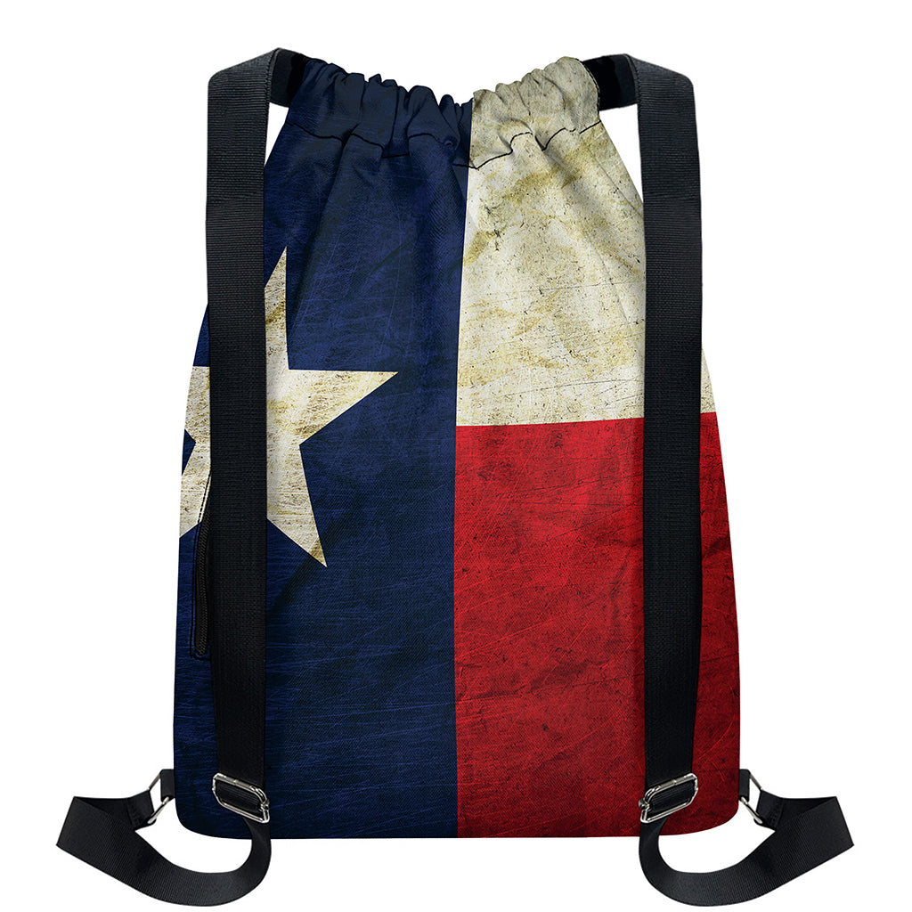 Texas Flag Print Drawstring Backpack