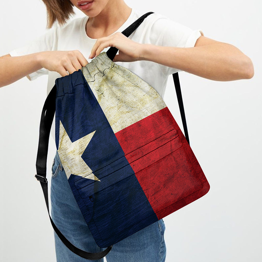 Texas Flag Print Drawstring Backpack